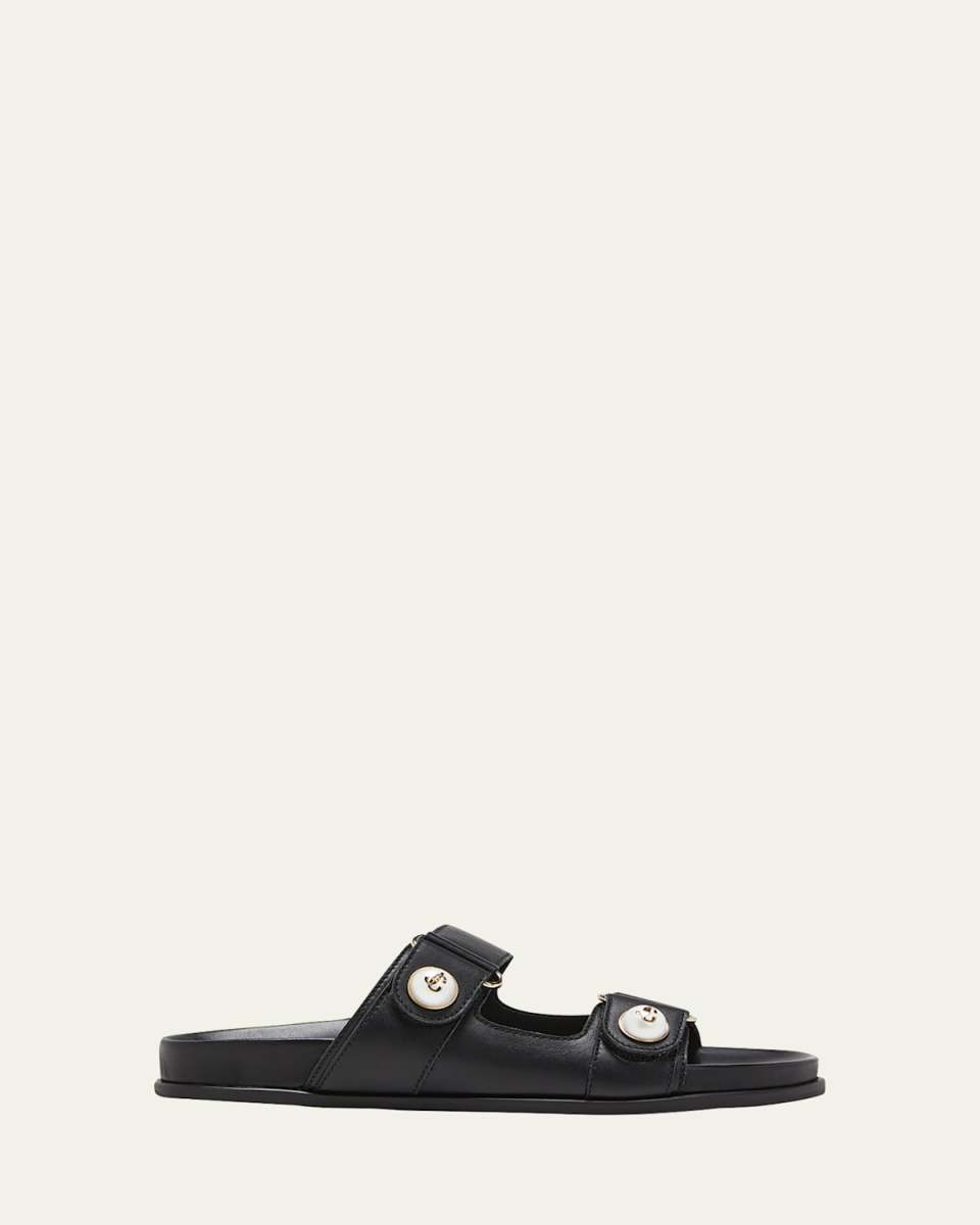 Fayence Pearly-Button Slide Sandals